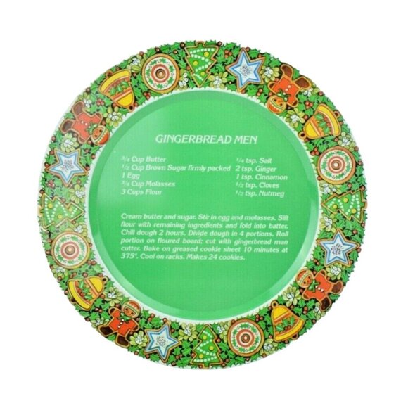 House of Lloyd Metal Christmas Recipe Plates Gingerbread. Fruit Cake, Candy Cane - Picture 2 of 4